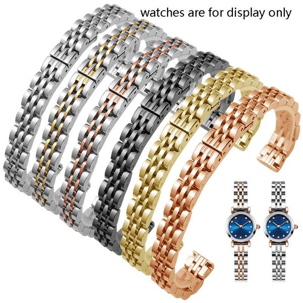 

watch bands 10mm fine steel strap black silver golden bracelet for ar11222 11203 11266 women's small dial stainless chain, Black;brown