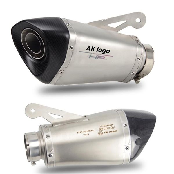 

motorcycle exhaust system slip-on pipe e-mark 60mm muffler with removable db killer ak logo for s1000rr 2010-2014 s1000r 2010-2021