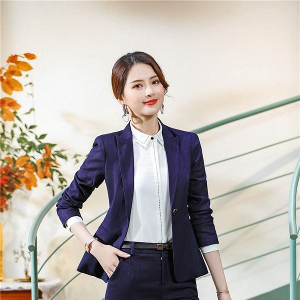

women's suits & blazers fabric fashion striped women business blazer coat jackets professional office work wear female outwear, White;black