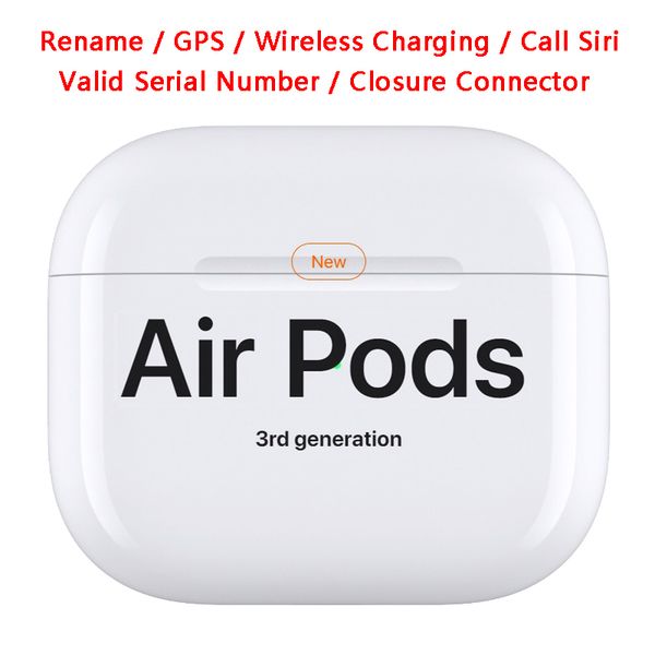 

New 3rd Generation Air-pods Pro TWS Earphones Rename GPS Pop UP Window Bluetooth Headphone Auto Paring Wireless Charging Case Earbuds, 2rd generation