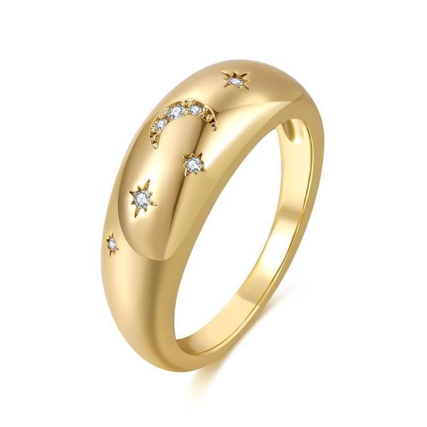 

wedding rings chunky for women moon and star gold color vintage ring accessories female jewelry trendy 2021 wholesale kar246, Slivery;golden