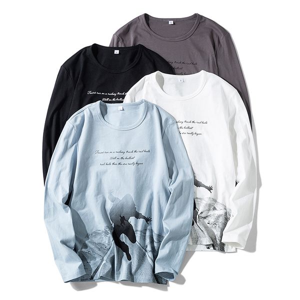 

2021 long sleeve t shirts clothing autumn printed picture mens tees funny fashion white tshirt for men new arrival nno5, White;black