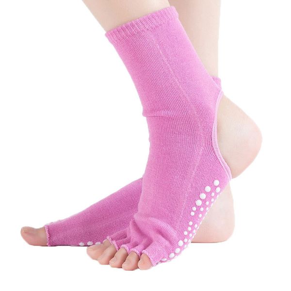 

spring and autumn new professional five toe anti slip yoga socks open toe open back socks women's yoga lace up dance socks split toe c0, Black