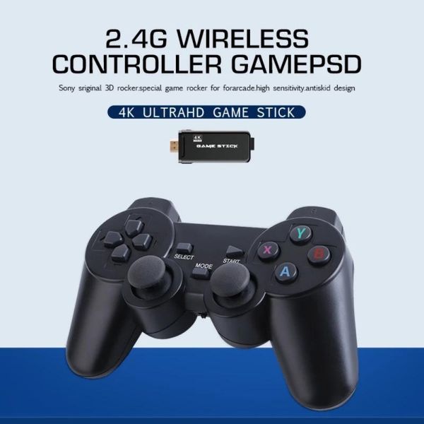 

4k hd dual 2.4g wireless controller gamepad, for ps1/gba classic retro tv game console 64gb/10000 games