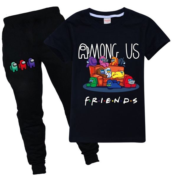 

juego ropa capucha algodn para nios nias, conjunto sudadera y pantalones verano con dibujos animados de game among us, White