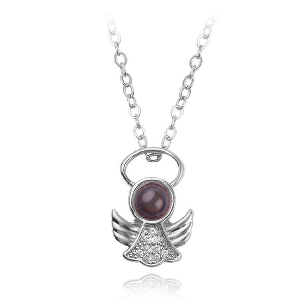 

pendant necklaces charm necklace 100 i love you language angel jewelry wholesale 2021 cute accessories clavicle chain for women, Silver
