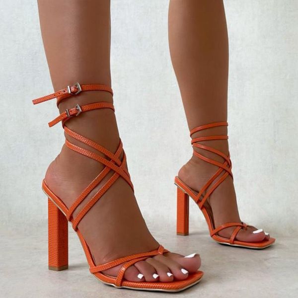 

sandals dr.eagle design cross-tied green orange women open toe high heel female buckle strap wedding shoes, Black