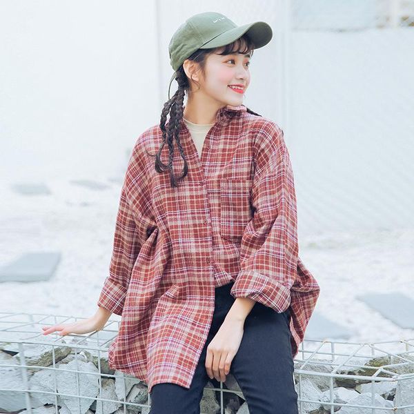 

women's blouses & shirts 2021 bf loose women blouse autumn korean style retro cotton long sleeved shirt turn-down collar female camisas, White