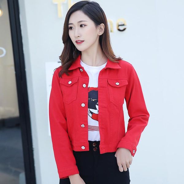 

women's jackets jeans jacket and coats for women 2021 autumn candy color casual short denim chaqueta mujer casaco jaqueta feminina, Black;brown