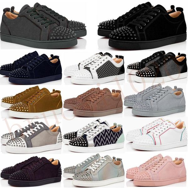 

luxury designers shoes women mens designer shooes red bottoms genuine leather bottom spikes shoe loafers trainers platform sneakers, Black
