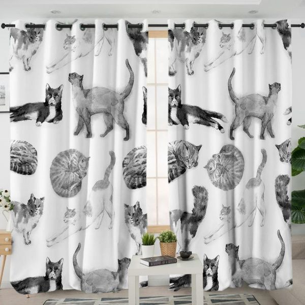 

curtain & drapes 3d window curtains cortinas de dormitorio cartoon cat print room home decor rideau fenetre cotinas salon