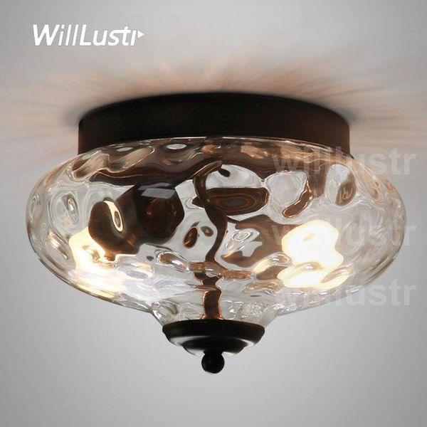 

willlustr modern glass ceiling lamp clear glass shade lighting transparent shade light pineapple water wave like crystal