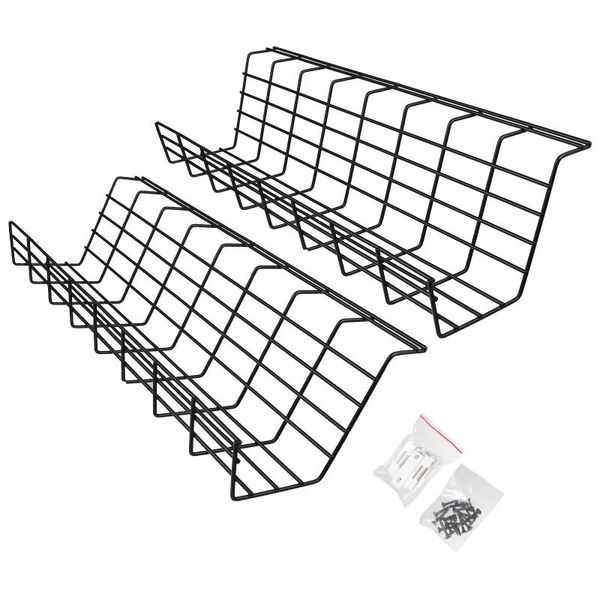 

hooks & rails 2pcs table storage rack wire bottom power cable organizer