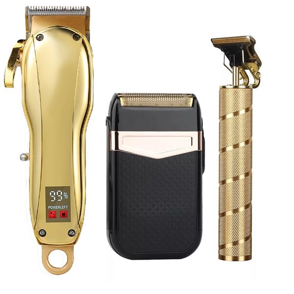 Cabelo Clipper definido aparador de cabelo elétrico aparador sem fio aparador 0mm homens barbear cabelo máquina de corte para homens recarregáveis ​​220209