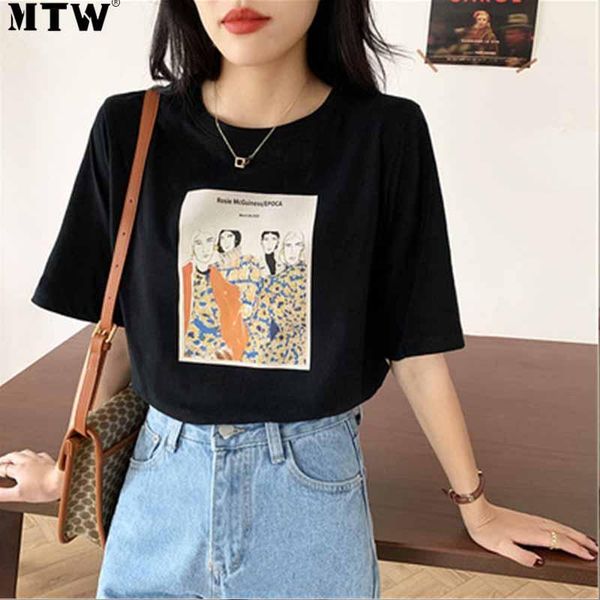 

women's blouses & shirts 2021 summer cotton t ladies funny graphic harajuku tee female o neck short sleeve korean loose t-shirts, White