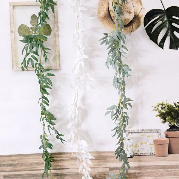

decorative flowers & wreaths artificial leaves vine green willow flower rattan fake plant wedding party decoration festival home hanging gar
