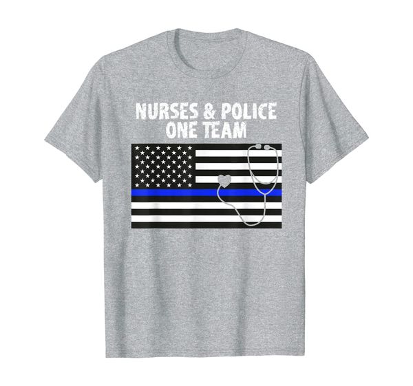 

nurse blue line shirt police cops nursing work together gift t-shirt, White;black