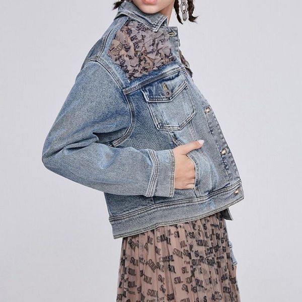 

women's jackets spring washed straight denim jacket women brand fashion patchwork office lady cowgirl short coat street light blue oute, Black;brown