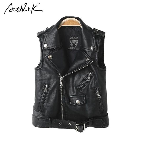 

waistcoat acthink 2021 boys winter faux leather vest coat active teenager motorcycle jacket kids spring pu coat,c294, Camo