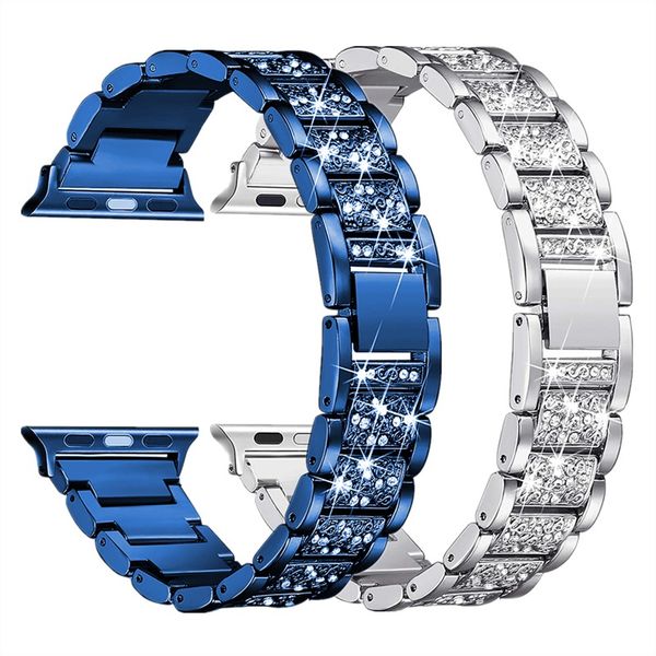 Bracciale rigido per gioielli Cinturino Apple Watch SE 6 Band 44mm 40mm Bling Custodia proteggi schermo in vetro temperato per iwatch