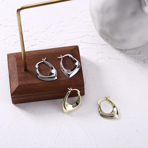

hoop & huggie korean unusual geometric women's earrings wholesale ins dangle for women jewelry girl wedding gift, Golden;silver