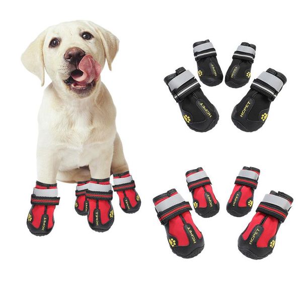 

dog apparel 4pcs pet shoes small large dogs outdoor reflector waterproof anti-slip rain boots reflective