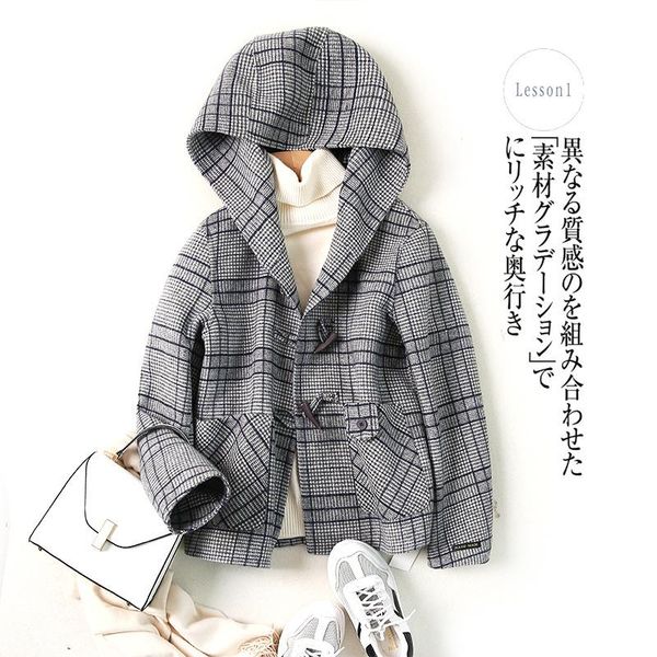 

zoj manual double-sided woolen cloth coat brief paragraph 2021 fall hooded women fashion leisure dress new fur coat, Black