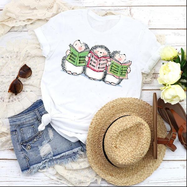 

women graphic animal music funny cute style 90s cartoon fashion tees clothing female print t shirt womens t shirt, White