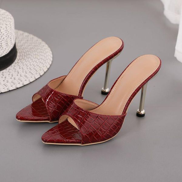 

slippers spring and summer 2021 sharp fine ultra high heel women's slipper style 42, Black