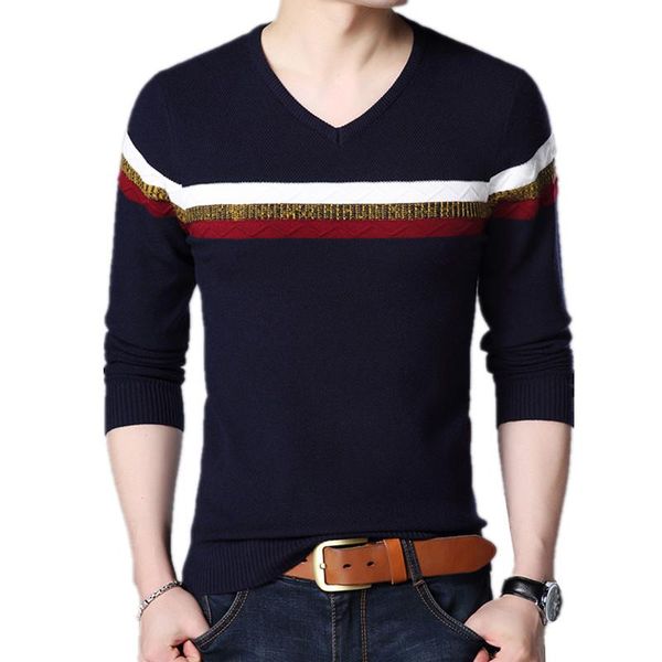 

men's sweaters 2021 men autumn fashion brand casual sweater o neck striped slim fit knitting male round collar pullovers, White;black