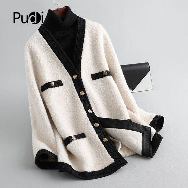 

women's fur & faux a19075 women winter 100% real wool overcoat warm jacket small camel girl coat lady long, Black
