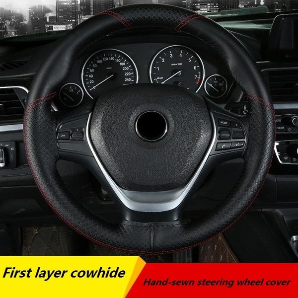 

steering wheel covers suitable for hand-stitched auto interior parts with stitching in cowhide material of cover diameter 38 cm