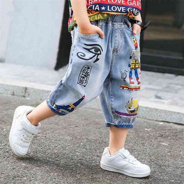 Pantaloncini di jeans per bambini Ragazzi Jean Pantaloni estivi per bambini con stampa in cotone casual da 90 a 160 cm Ragazzo 210723
