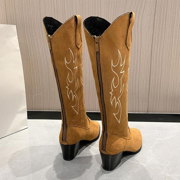 

boots 2021 western cowboy children's long pointed toe retro british style high barrel knight, Black