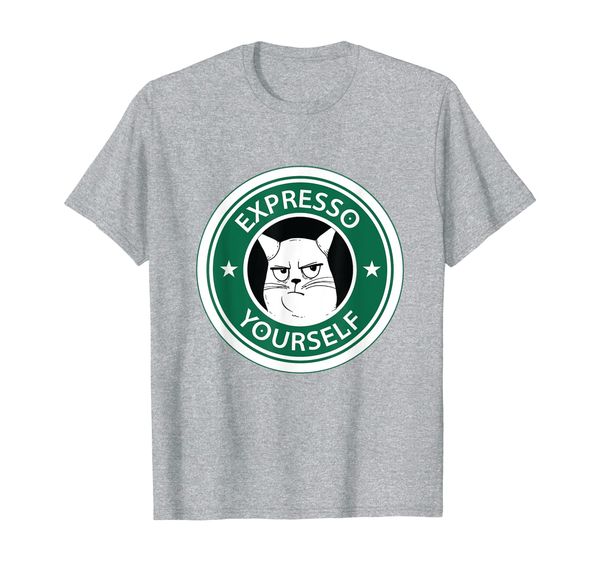 

funny cats coffee t-shirt expresso yourself strength shirt t-shirt, White;black