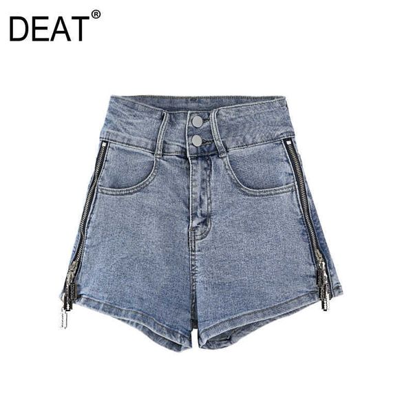 

[deat] summer fashion short pants street style black high waist side zipper personality women shorts 13c415 210527, White;black