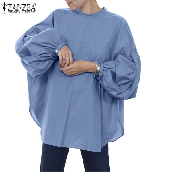 

women's blouses & shirts stylish puff sleeve autumn 2022 casual solid hollow blusas female lace up tunic oversized chemise, White
