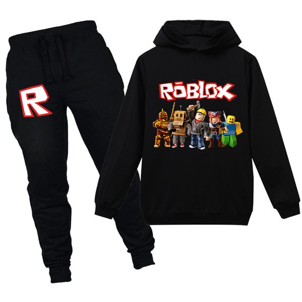 

toddler girl autumn clothes birthday girl/boy child robloxing sportswear hoodie + pants 2-piece set, White