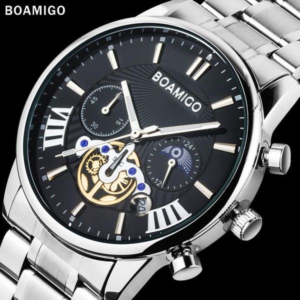 

wristwatches boamigo men watches waterproof dress quartz business watch clock casual mechanical relogio masculino, Slivery;brown