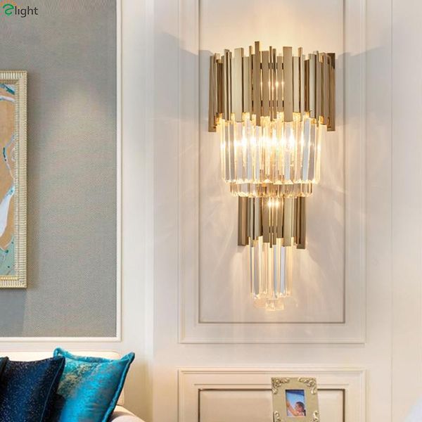 

modern lustre crystal led wall lamp gold metal bedroom led wall lights fixtures dining room light living room sconce