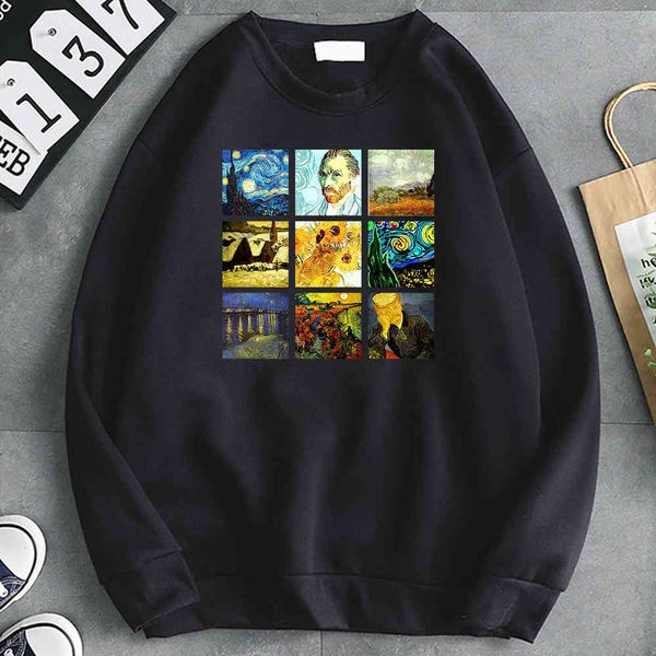 

men's hoodie, oil painting printing, hip hop style, punk, Black