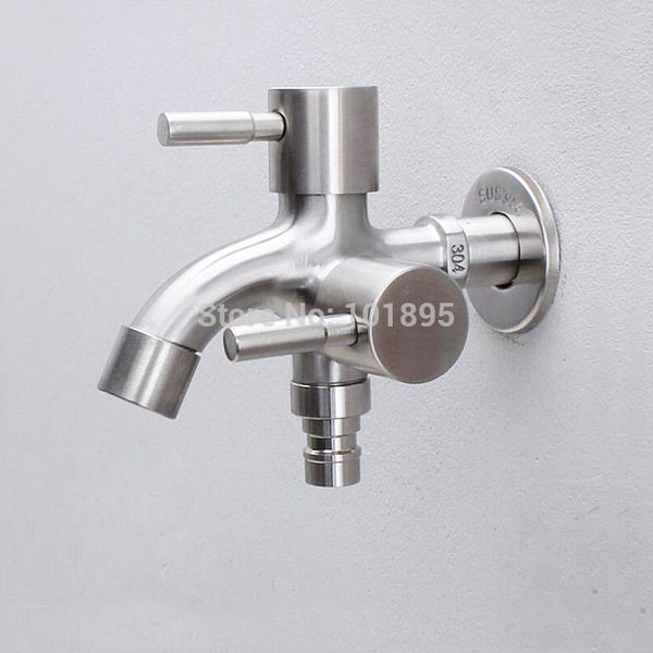 

wall mounted half inch thread steel material 2 models washing dual handle bib tap