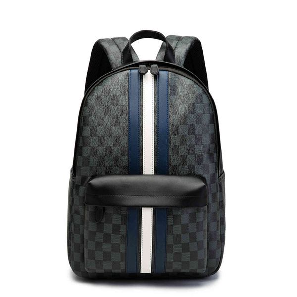 

2021 new backpack men's double shoulder foreskin fashion trend splicing contrast backpack travel bag