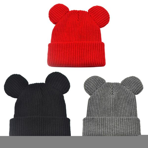 

baby hat autumn winter 0-24 months cute simple cat ears woolen hat solid color knitting soft untied skin knitted warm baby, Yellow