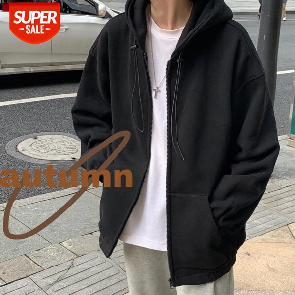 

intfeday korean style chic dongdaemun loose cardigan jacket men and women pure color quality plus velvet sweater #fr2z, Black