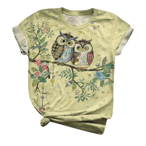 

short-sleeve shirt from vintage owl size t-shirts of woman in the mujer 7rx3, White