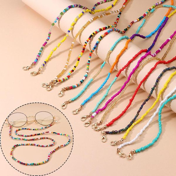 

sunglasses frames rice beads glasses chains accessory mask holder chain bohe lanyard colorful eyeglass ropes, Silver