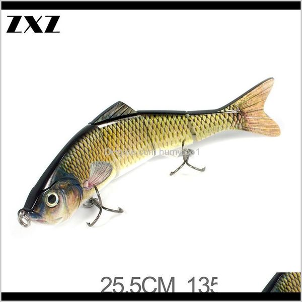 

artificial big bait sea fishing lure 4 segment 25.5cm 135g lures sinking swimbait crankbait hard baits + treble hooks pesca t4 2w bfchi