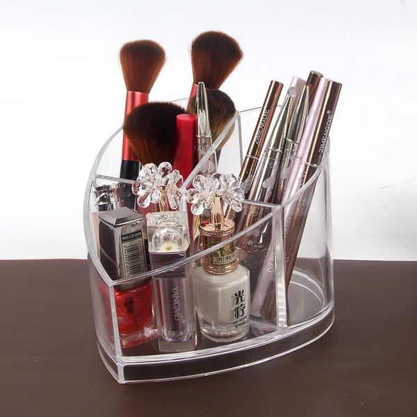 

acrylic heart shaped makeup organizer lipstick container cosmetic brush storage box transparent table cosmetics/makeup holder