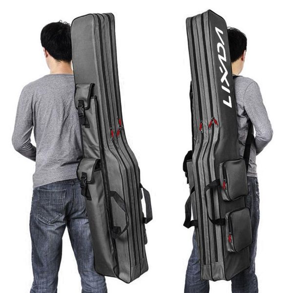 

fishing accessories lixada two layer bag rod reel pole gear tackle tool carrier travel organizer cover